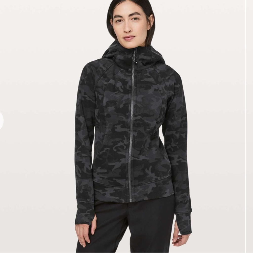 Lululemon Scuba Hoodie light cotton fleece camo multi grey